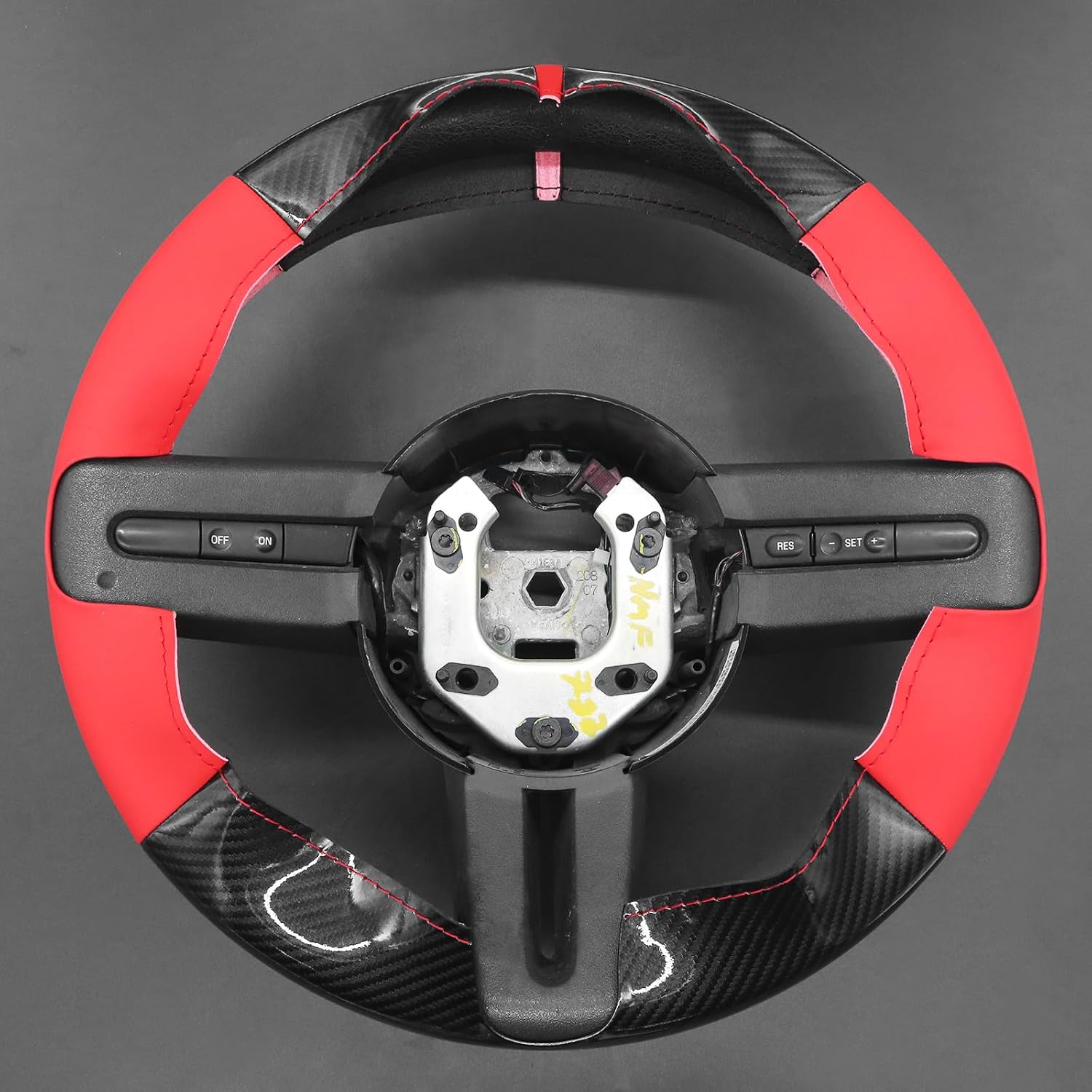 MEWANT Steering Wheel Cover for Ford Mustang 2005-2012 Hand-Stitched Steering Wheel Wrap