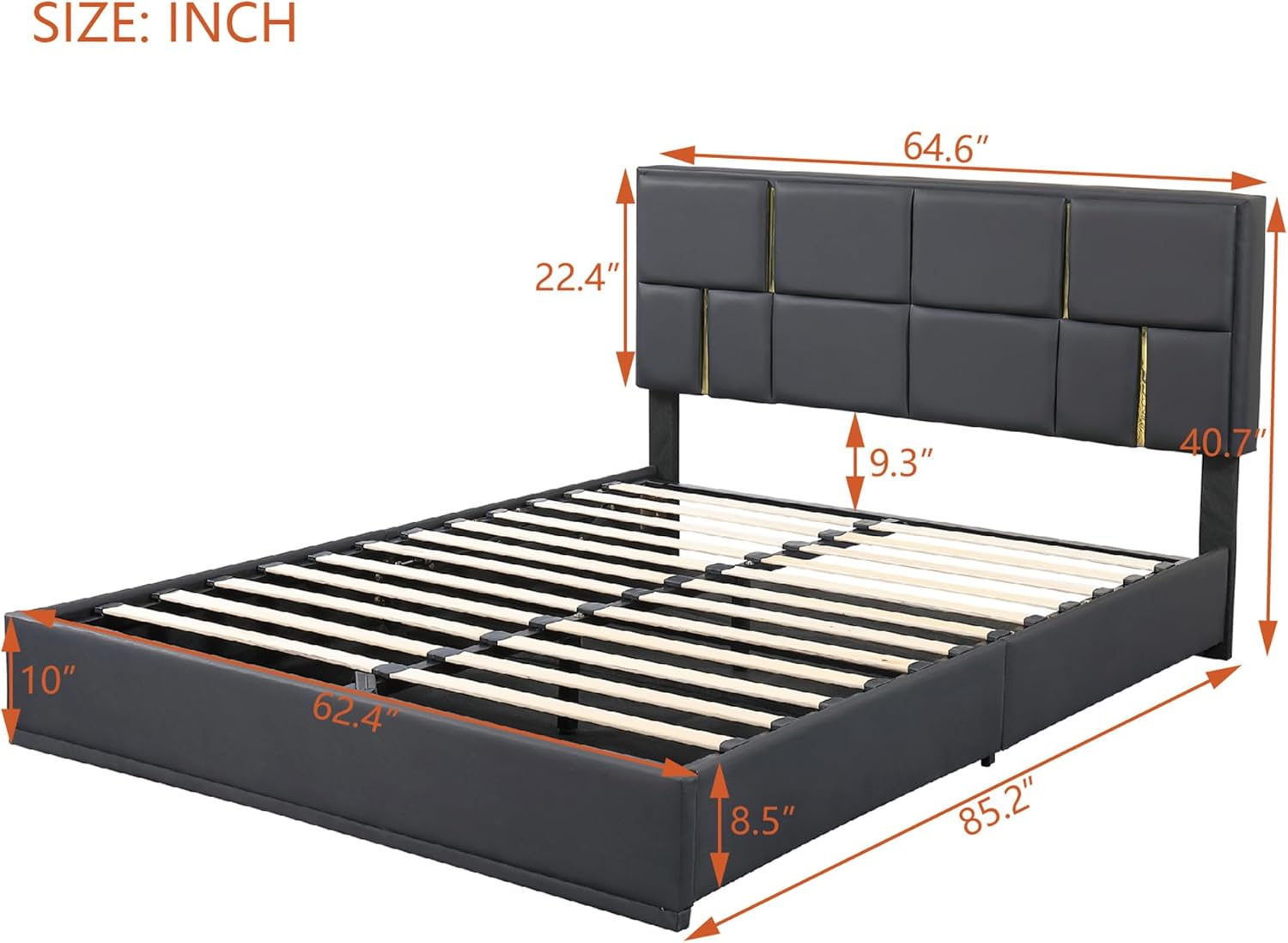 Queen Size Lift Up Storage Bed Frame with Hydraulic Storage System, PU Upholstered Platform Bed with Headboard and Metal Wood Slats for Bedroom, No Box Spring Needed, Black