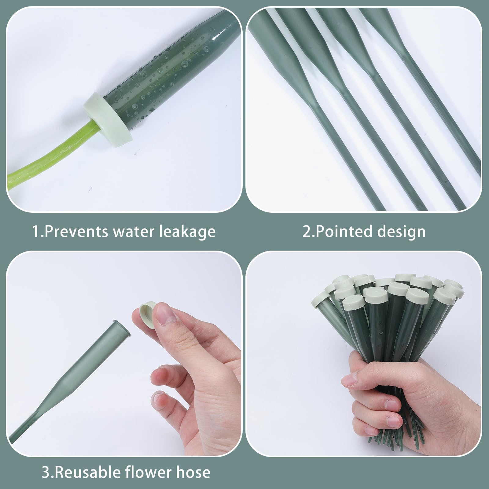 GLOBLELAND 50 Pcs Stem Water Tubes for Flowers with Caps 11.8 inch and 5.7 inch Floral Water Tubes Green Floral Tubes Plastic Flower Tubes Supplies for Fresh Flowers with Rubber Stopper - Image 3