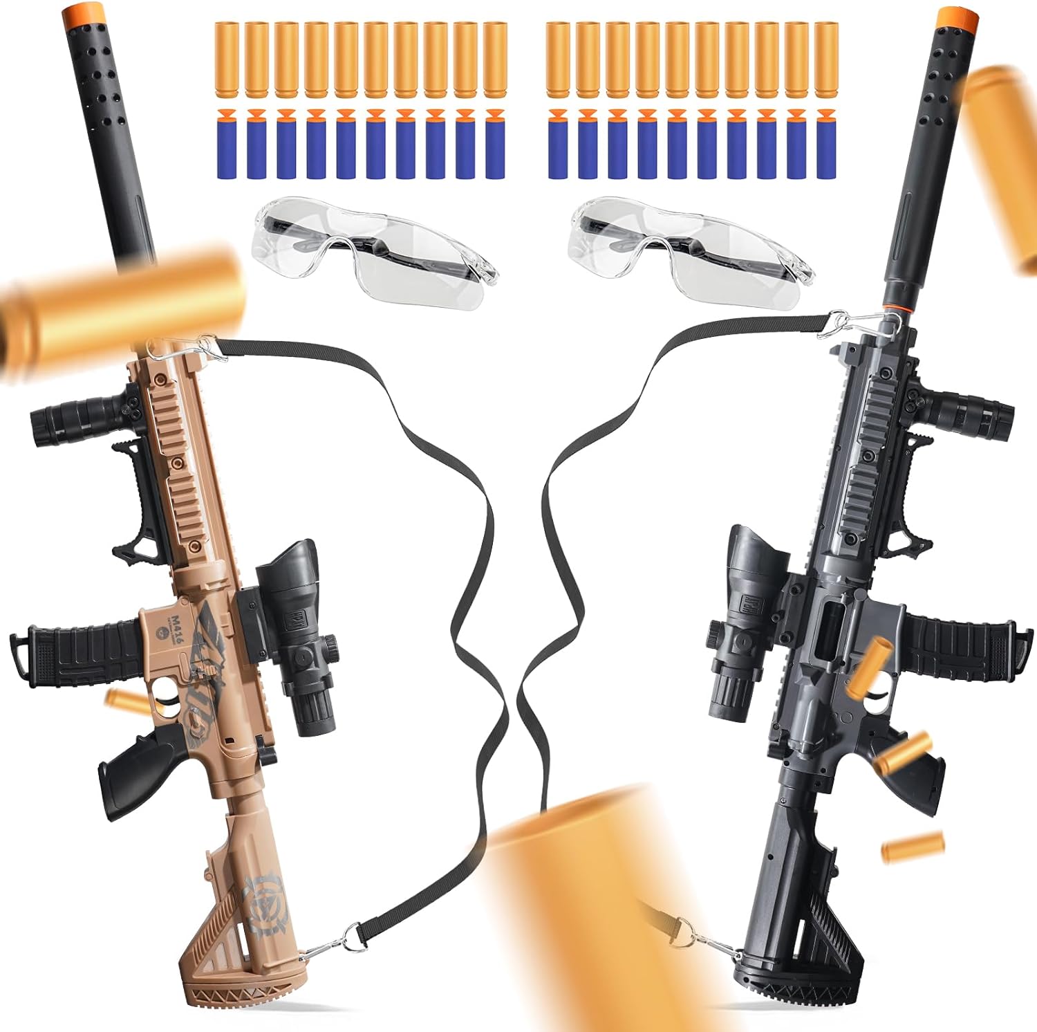 2 Pack JellyBullet Foam Blaster 761023 Soft Foam Bullets, Manual Spring Magazine, Shooting Games, 18+ (ShellEject 2 Pack)