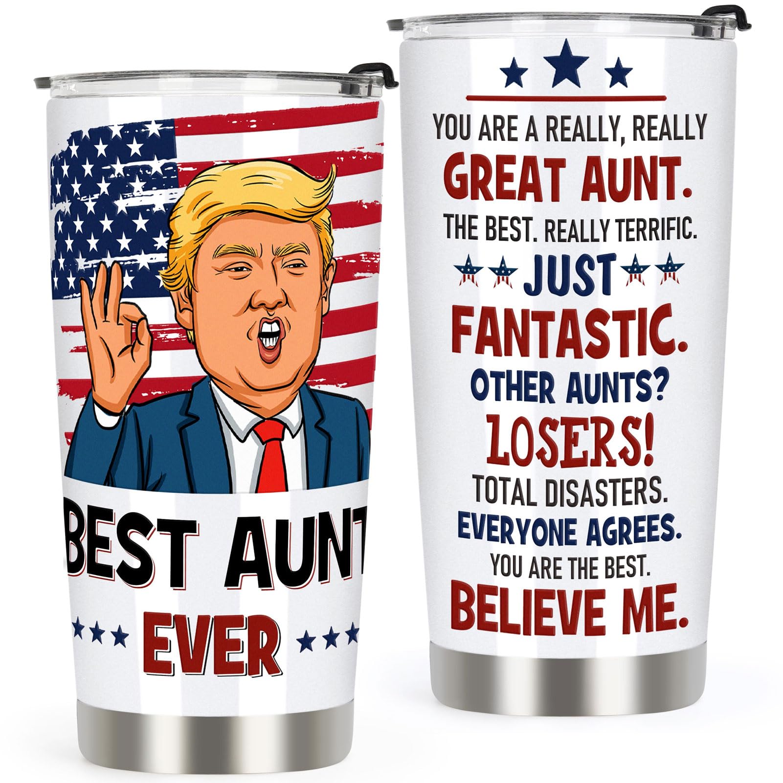 AREOKGifts for Aunt Gifts from Niece Nephew, Best Aunt Ever Tumbler Gifts - Auntie Gifts, Great Aunt Christmas Birthday Gifts, 20 Oz Stainless Steel Aunt Tumbler Cup