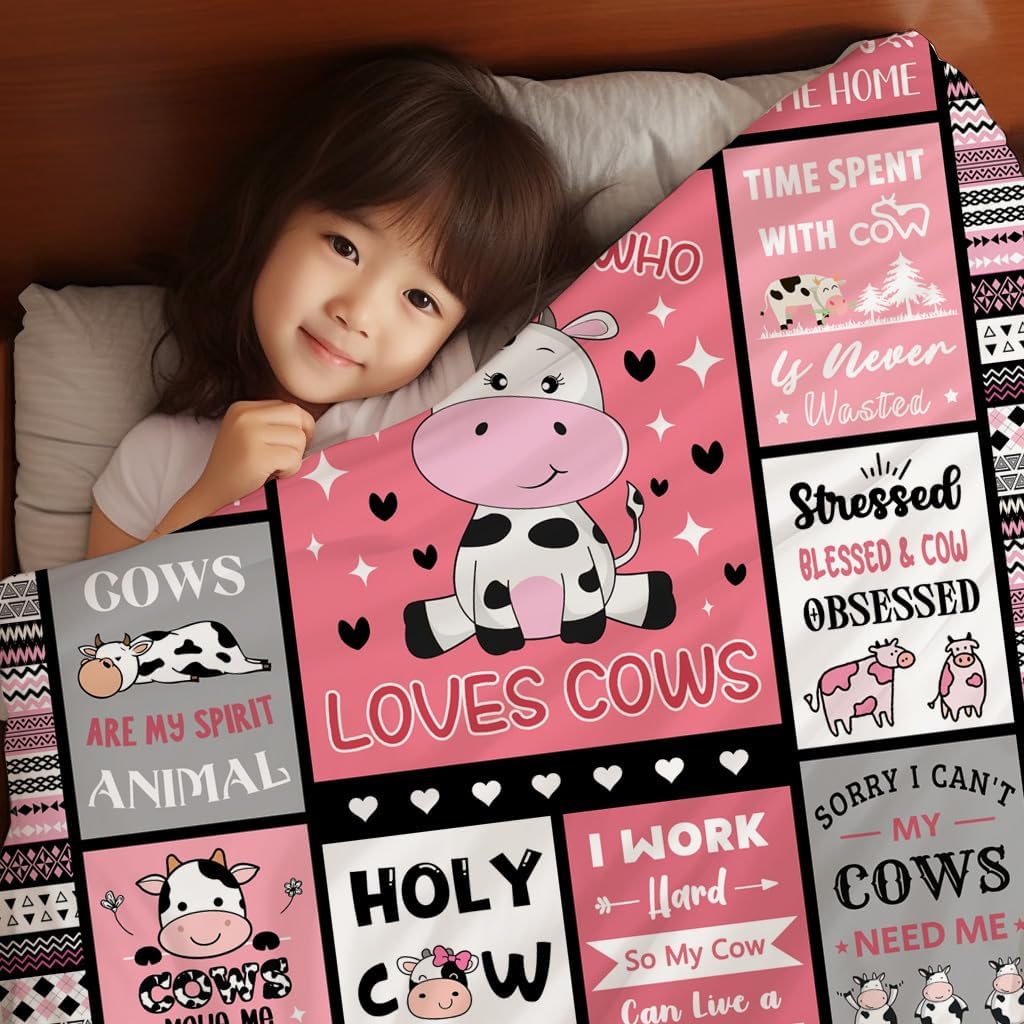 Cow Blanket Gifts for Girls Women Cows Gifts for Cow Lovers Soft Warm Cows Flannel Throw Blanket for Kids Adults 50"X40" - Image 4