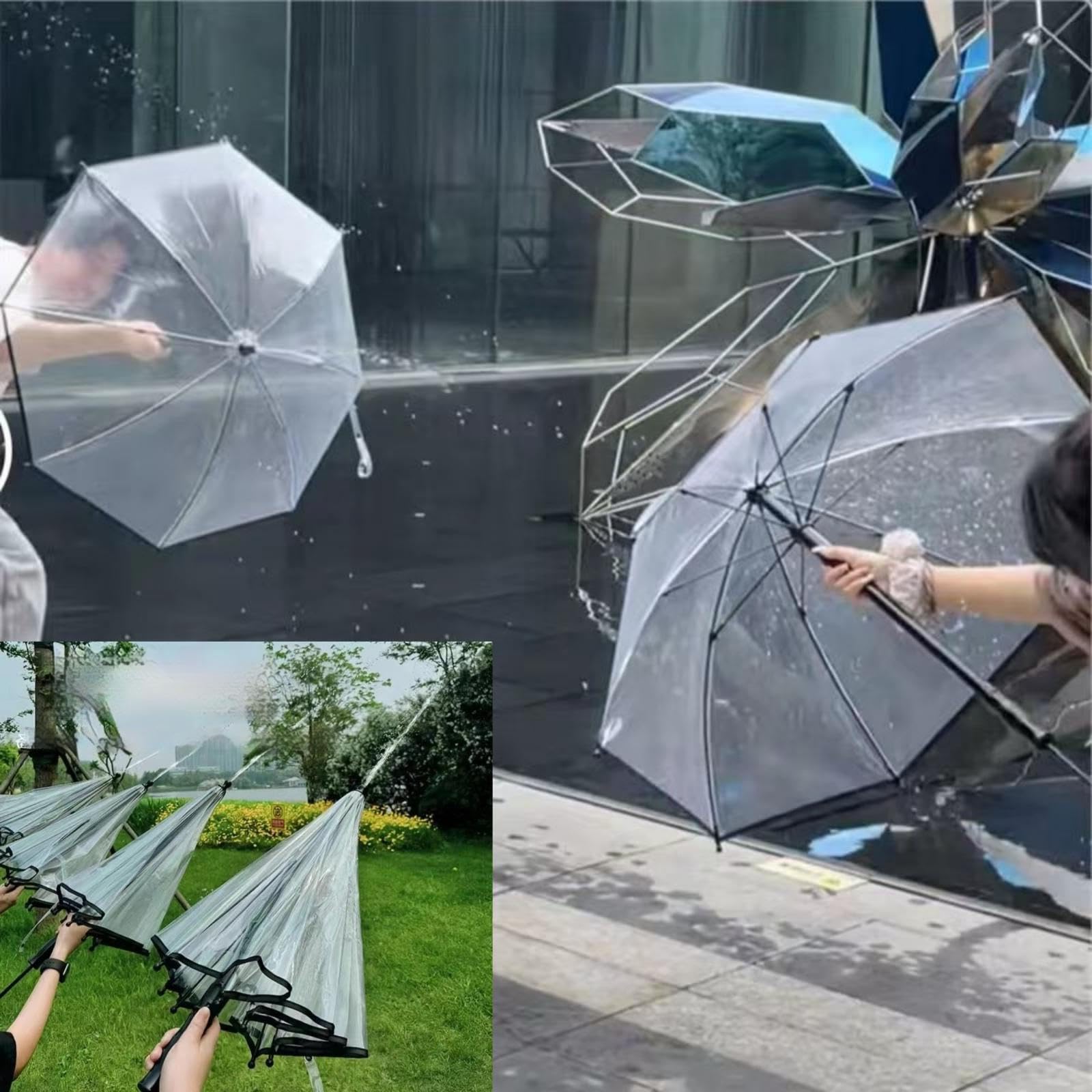 Amazon.co.jp: 2個,水鉄砲傘 2in1ウォーターガン 透明な傘 水の