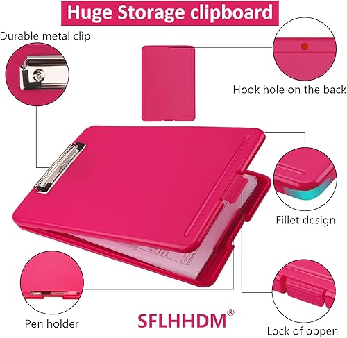 Miniatura 5 de Portapapeles con almacenamiento, portapapeles de almacenamiento con clip, portapapeles plegables para enfermeras, para tableros de clip de papel de