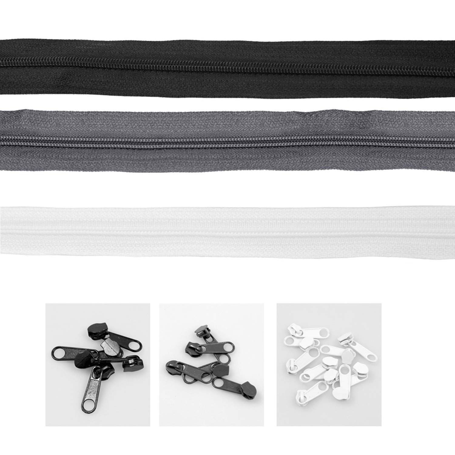 Eindeloze ritssluiting 5 mm 12 m nylon eindeloze ritssluiting 4 kleuren met 20 schuivers en 30 Eindeloze ritssluiting 5 mm 12 m nylon eindeloze ritssluiting 4 kleuren met 20 schuivers en 30