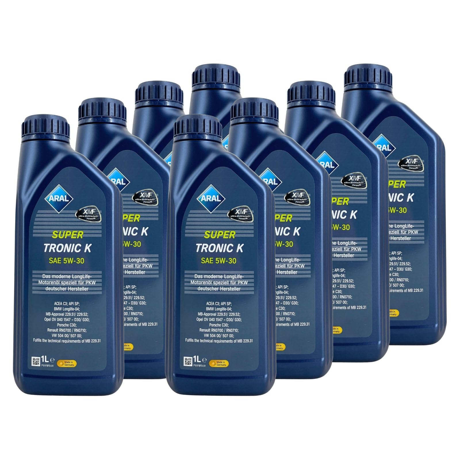 Aral SuperTronic K 5W-30 Motorenöl (8L Set / 8x1 Liter) - PKW Leichtlauföl für Benzin & Diesel mit DPF