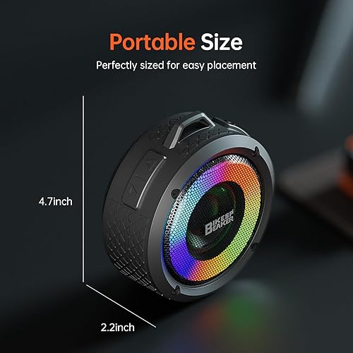 Miniatura 7 de Altavoz Bluetooth con luz, graves mejorados, controlador de graves dual, función manos libres, altavoz al aire libre para viajes, deportes