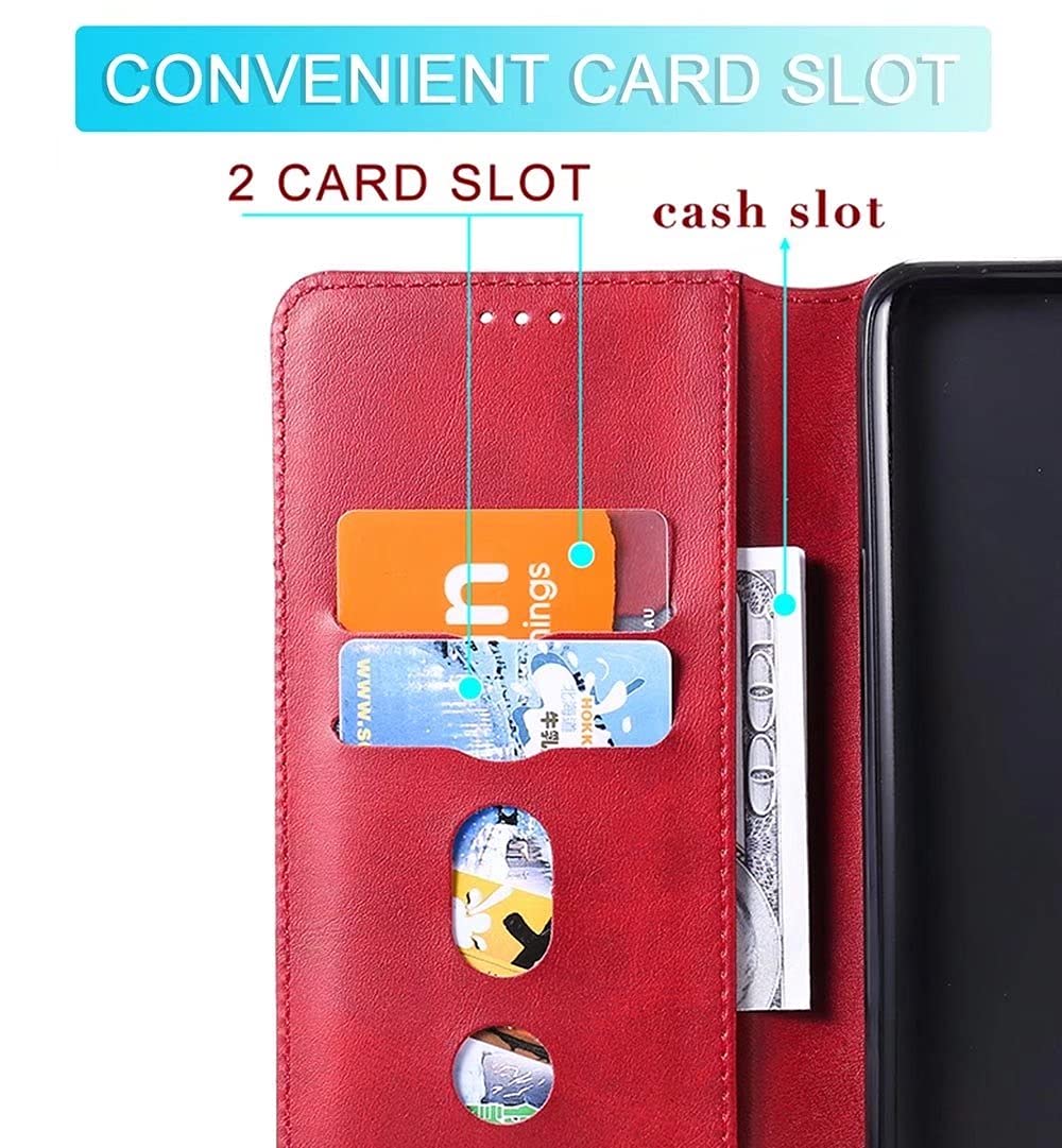 HAOYE Cover Portafoglio In Pelle Rossa Per OPPO A77 5G E Realme Narzo 50 5G – Con Vani Carte E Chiusura Magnetica