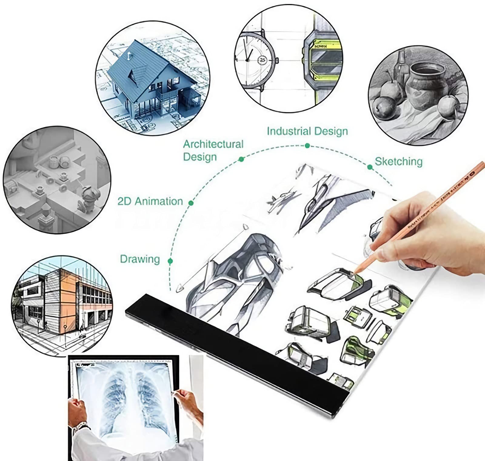 LED A1 A2 A3 A4 Leuchttisch Light Pad Zeichnen Leuchtplatte Mit USB-Stromkabel Malen Pad Leuchtkasten Für Künstler, Skizzieren, Animation, Designen, Tattoo. Geschenk Für Kinder, Künstler,Schwarz,A1