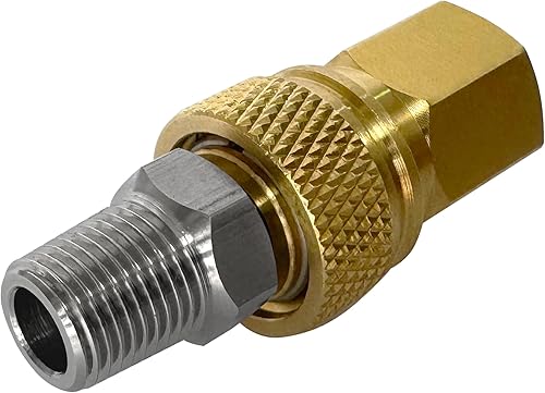 Miniatura 7 de Juego de conector hembra NPT de 1/8 y conector macho de 0.315 in de desconexión rápida, cobre - acero inoxidable - línea remota macho y hembra juego