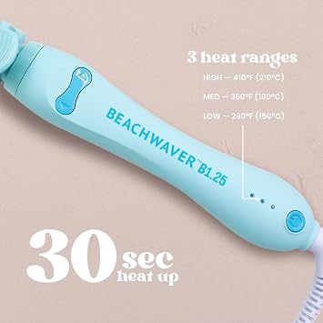 Beachwaver B Series Pretty Pastels Collection - Rotating Ceramic Barrel Curling Iron - Hair Accessories and Hairbrush - B1.25 Lilac - 31.75 mm