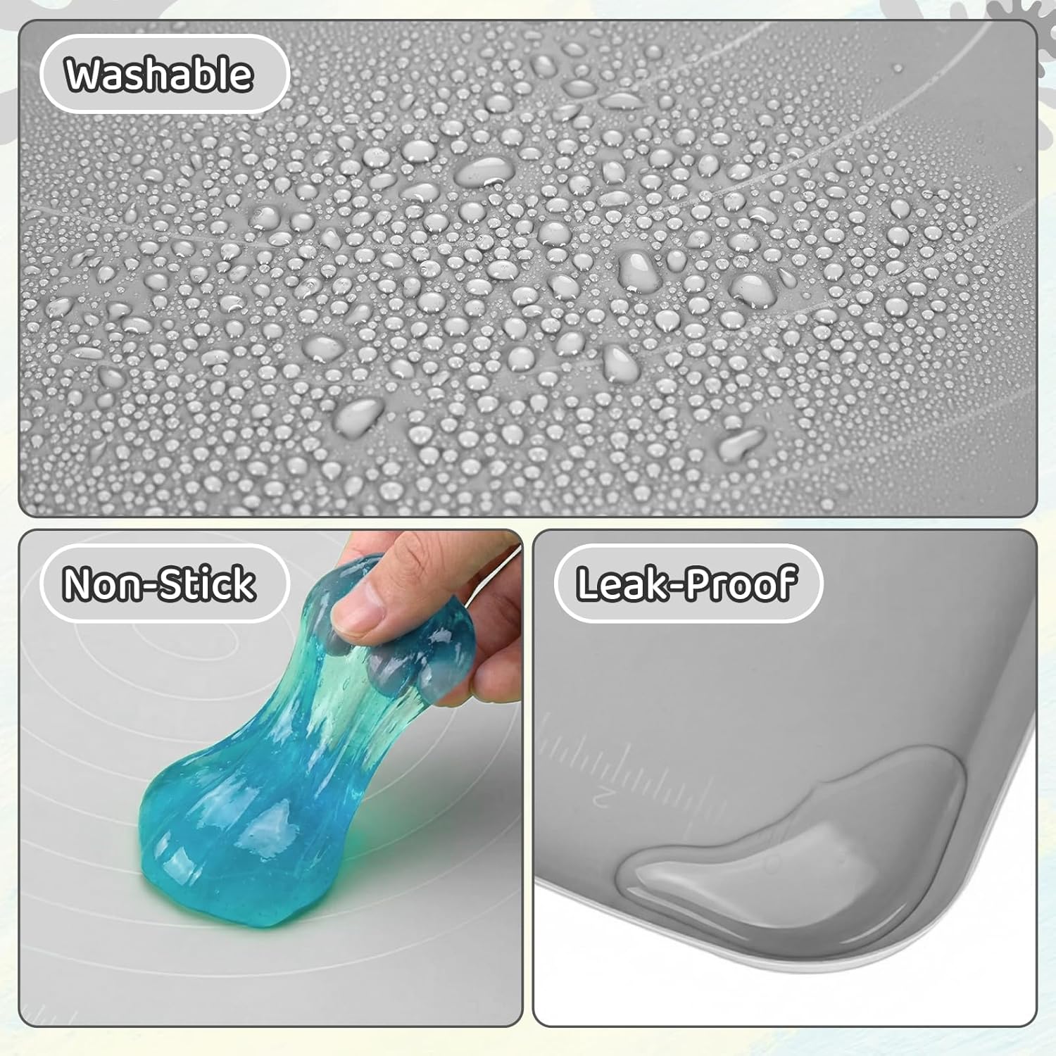 Extra Large Silicone Painting Mat for Crafts, 24”x 19” Waterproof Art Mat with Raised Sides for Paint, Clay Playdough, & Jewelry-Making (Grey) - Image 5