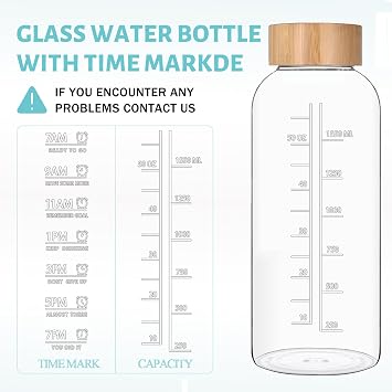 Glass Water Bottle 2 Litre, 2l Large Glass Bottles With Bamboo Lid