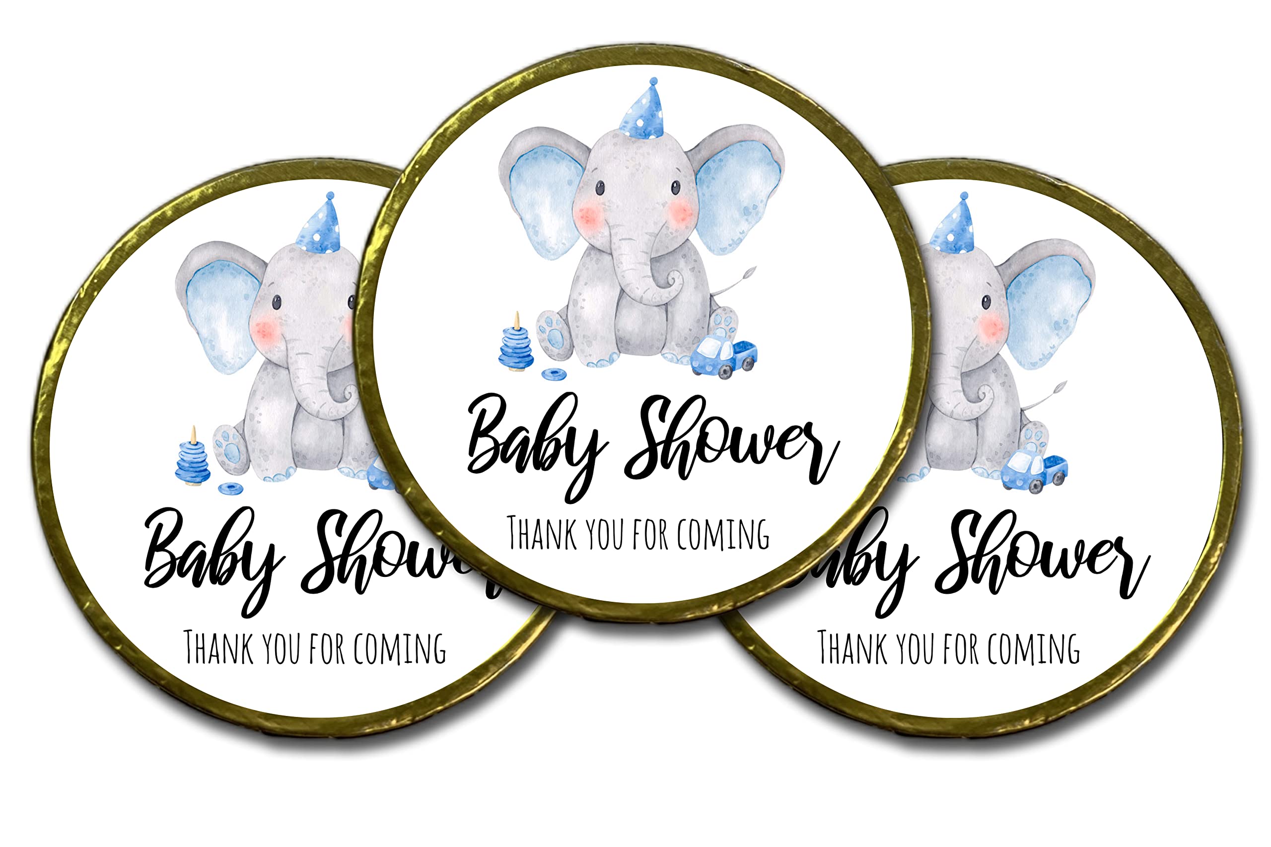 Just A Little SomethingBaby Shower Chocolate Favours | Milk Chocolate Coin | 10 x Chocolate Coins | Favour Bag box Filler | Elephant | Baby Boy Blue |