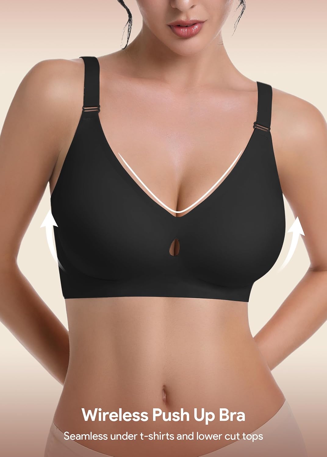 HBselect Wireless Jelly Bras for Women 3 Pack Supportive Push Up Bras No Underwire Seamless Tshirt Bra Comfort Bralettes