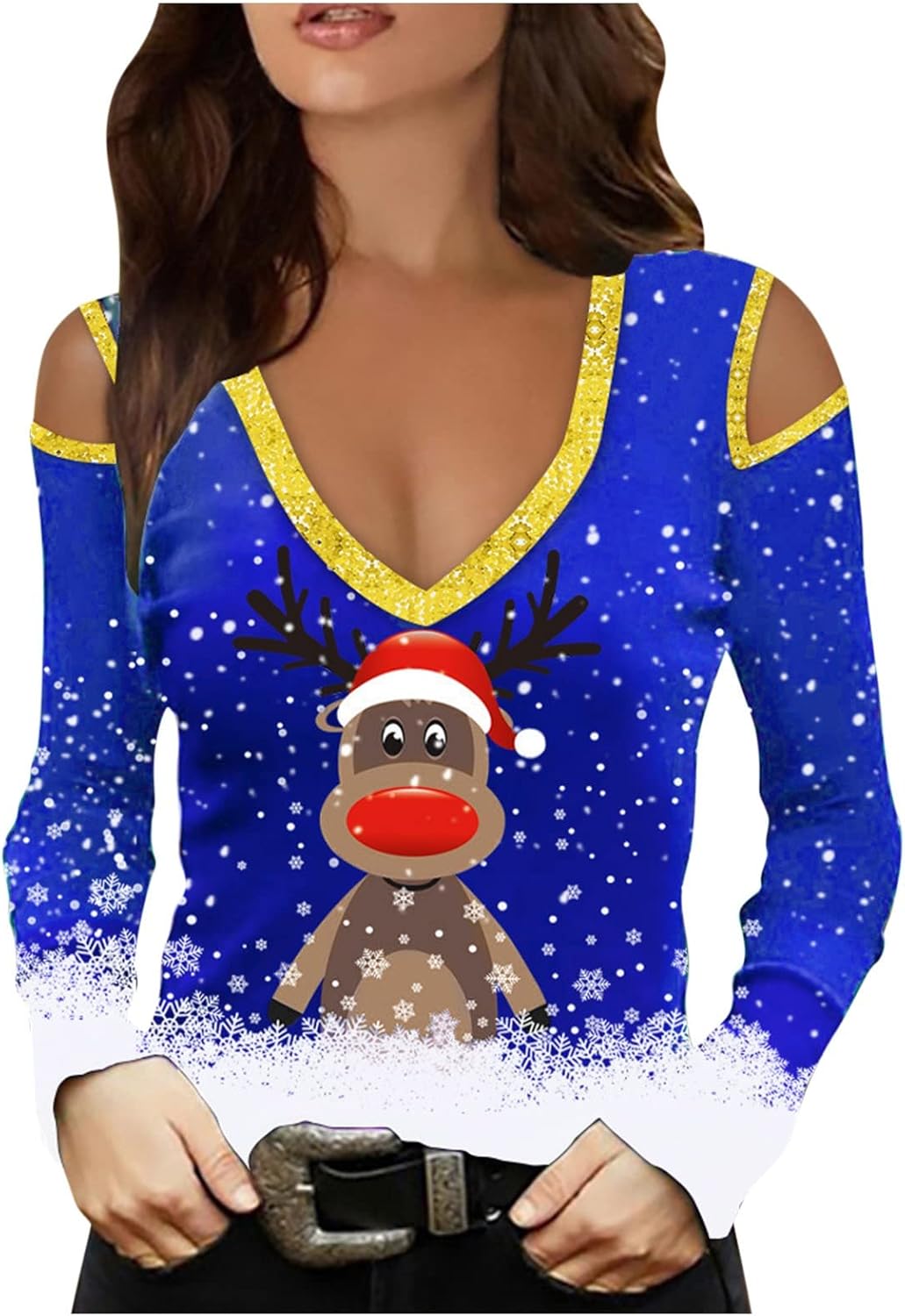 Reindeer shirt womens Clearance