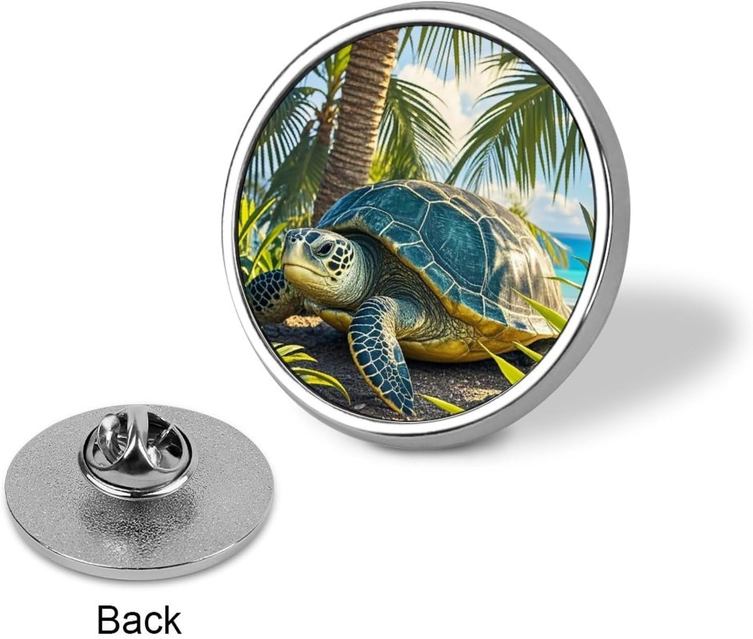 Big Turtle And Palm Trees Fashion Brooches for Women Men, Lapel Pins image 3