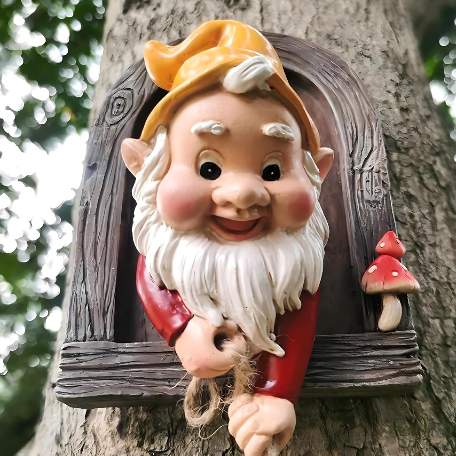 Climbing Gnomes Tree Faces Decor Outdoor for Yard - Cute Gnome Garden Statue Art Resin Dwarf Sculpture for Outdoor Decoration Ornaments