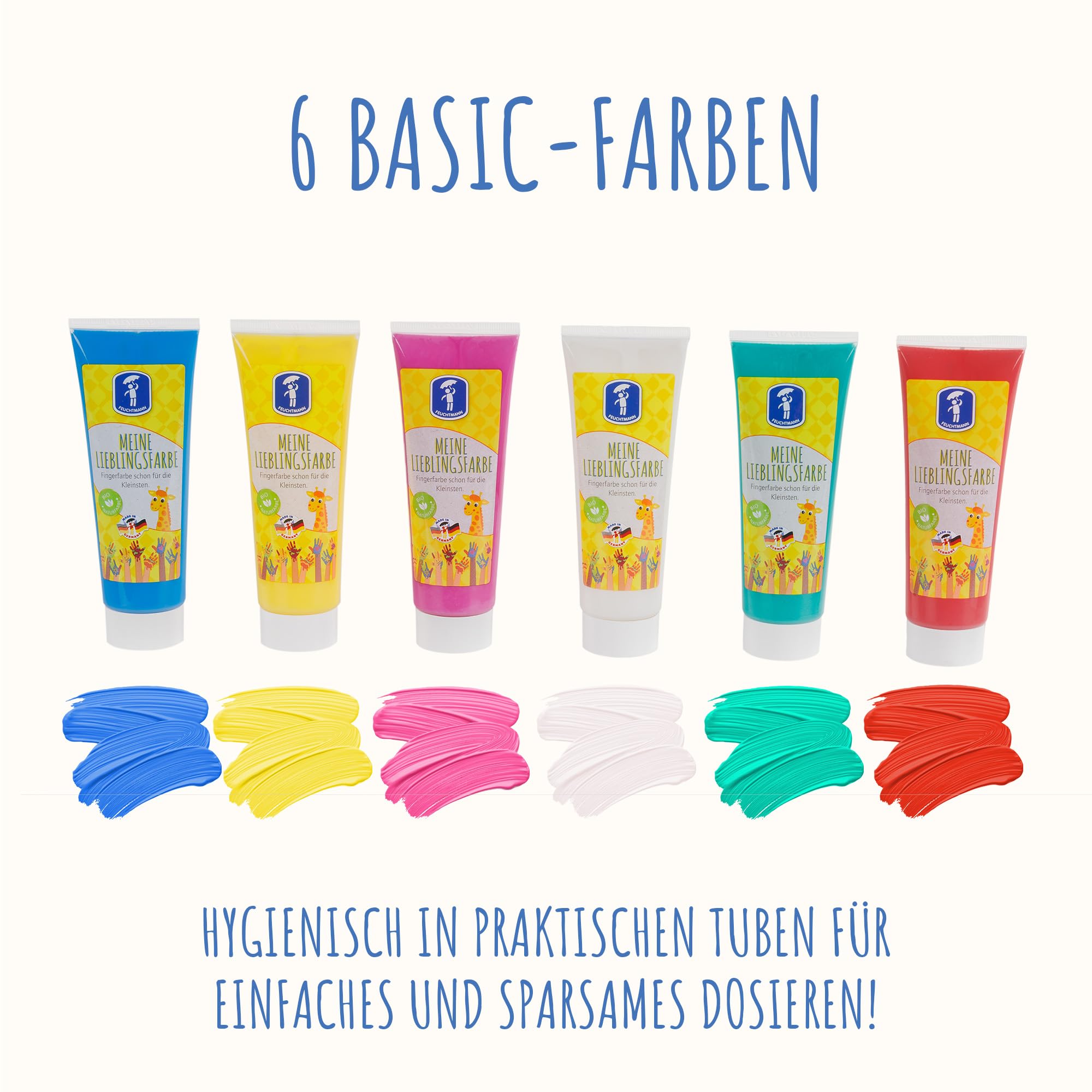 Pool & Boot Feuchtmann 633.0651 – Meine Lieblingsfarbe 6 Tubes de 75 g chacun de 75 g de couleur naturelle bio Idéal pour la maternelle, la crèche, l'école et le hort pour les jeux créatifs