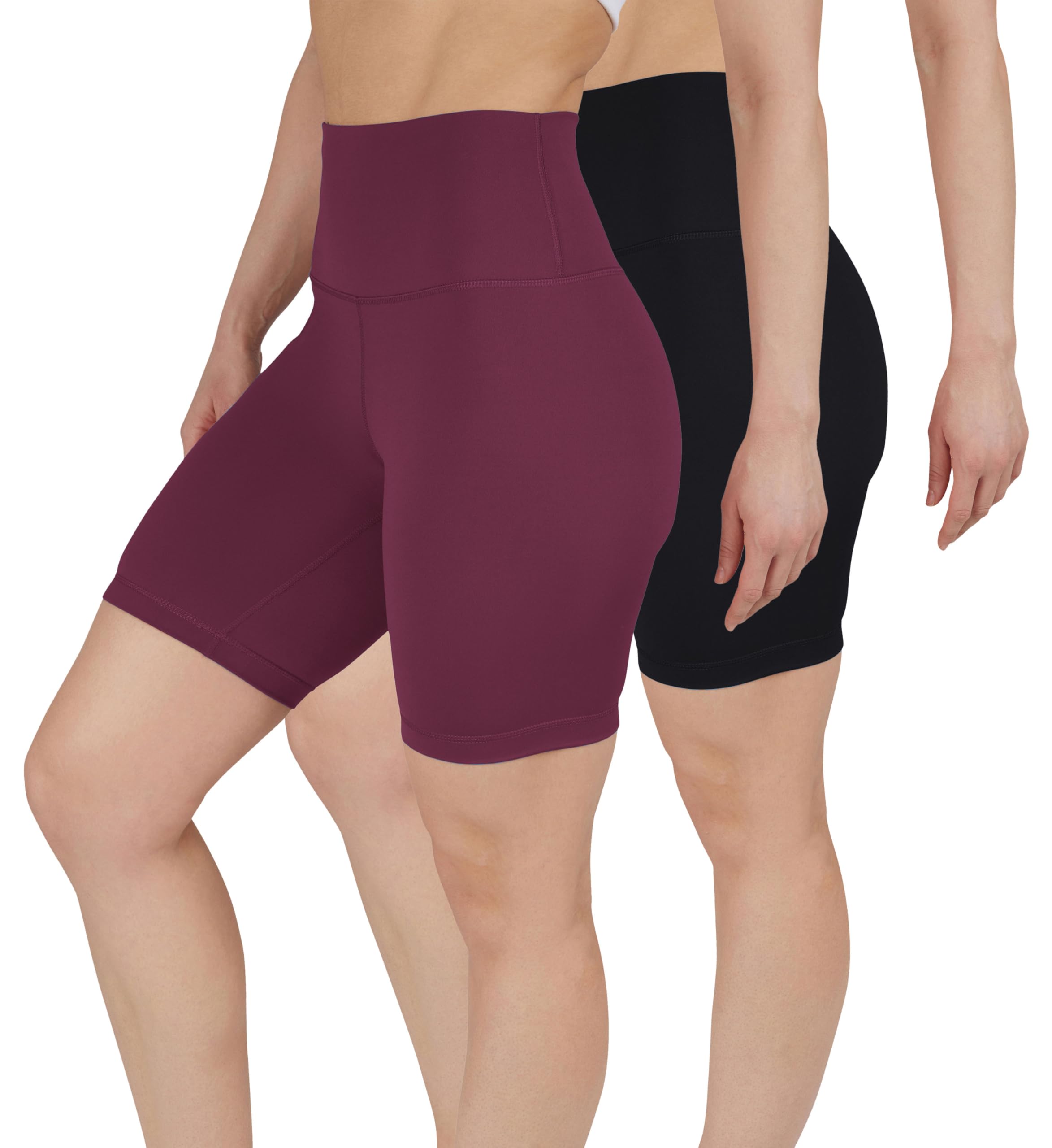 Yogalicious Womens 5”, 7” High Waisted Biker Shorts Squat Proof Workout Yoga Short 2 Pack