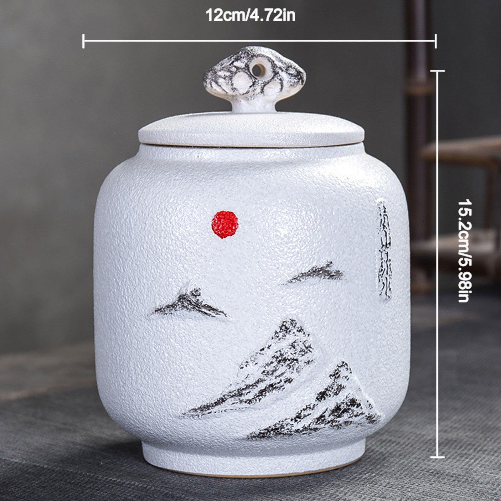 Urny ceramiczne, Dekoracyjna urna górska Urna pogrzebowa na prochy dla dorosłych i zwierząt domowych Małe urny pamiątkowe Ręcznie robiona ceramika(White)