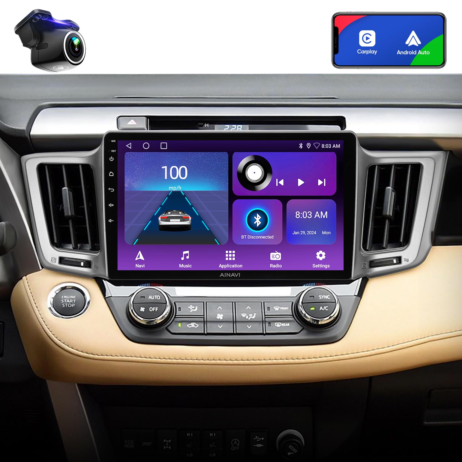 Amazon.co.jp: Toyota RAV4ラジオアップグレード用 - 10インチ QLED
