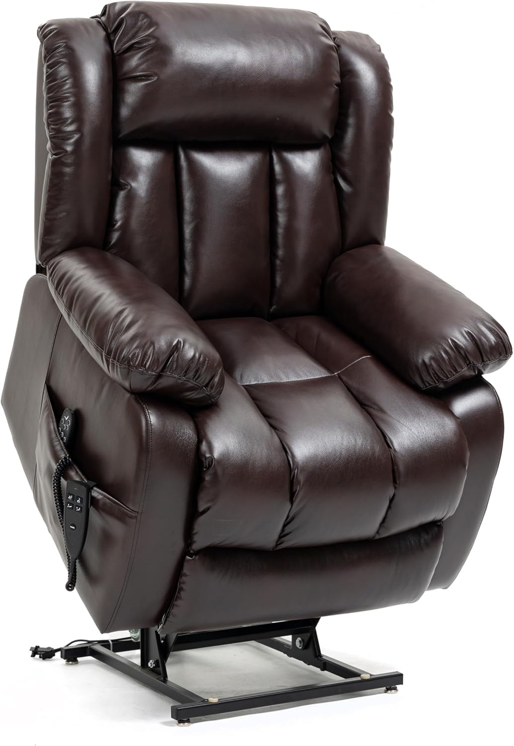 Merax Leather Recliner Chairs, Dual Motor Power Lift Recliner Chair Sofa with Massage and Heat for Elderly People, Infinite Position, Faux Leather, Easy to Clean/Assembly