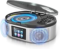 Vista 1 de Portable CD Player with Dual Stereo Speakers, 4000mAh Rechargeable Desktop Bluetooth 5.3 Boombox for Home & Car, FM Radio, LCD Screen