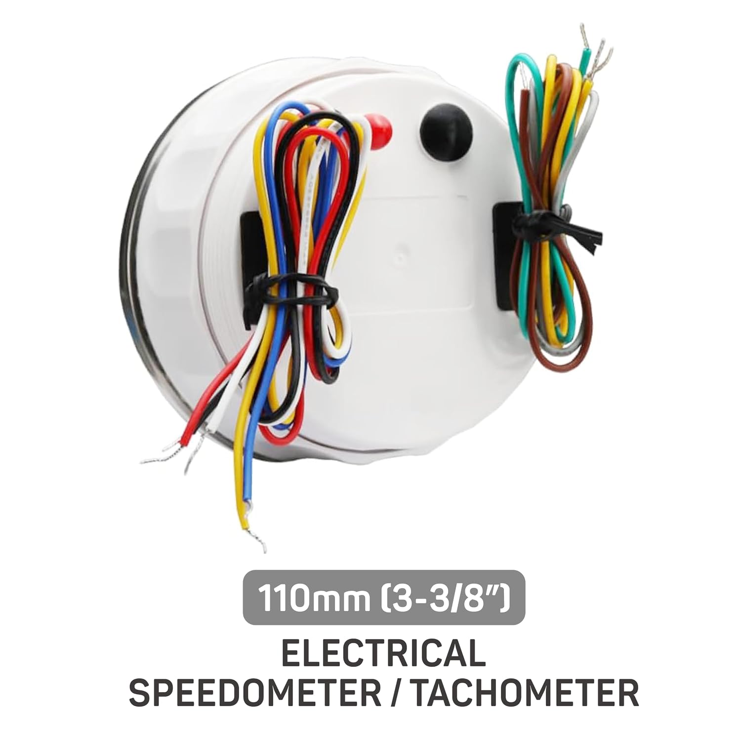 RACETECH 110mm (4-3/8") 2in1 GPS Speedometer & Tachometer - 120 MPH, 8000 RPM, Indicators - Black Dial 7 Color LED Waterproof SS Rim 12V/24V - for Automotive Motorcycle Marine