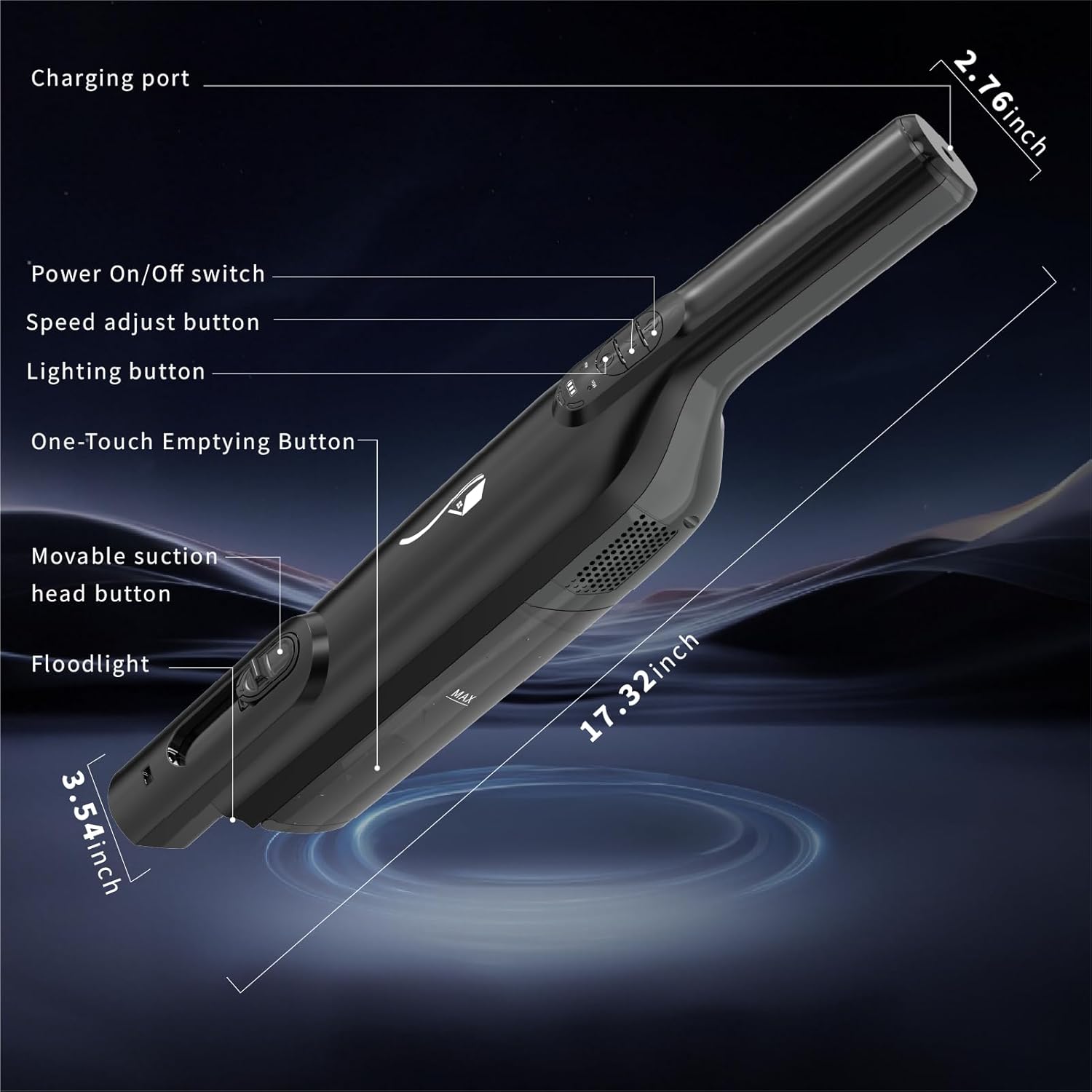 Cordless Handheld Vacuum, Lightweight Portable Hand Vacuum Cleaner with LED Light,Rechargeable Hand Held Vacuum with One-Touch Empty, Powerful Suction for Office,Home,Black - Image 9