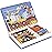 Janod - Magnti\'Book Construction Site Vehicles - Magnetic Educational Game 50 Magnets + 18 Models - Cardboard Children\'s Toy - Develops Dexterity and Imagination - from 3 Years Old - J02526