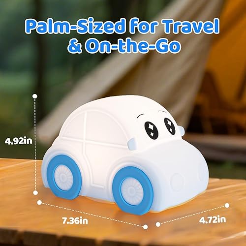Miniatura 2 de Lindo auto para bebés y niños pequeños, luz nocturna para niños, regulable+1800 mAh recargable+temporizador+portátil, silicona, esponjoso, lámpara