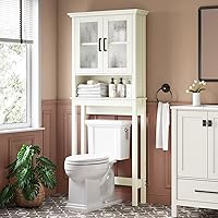Vista 6 de Armario de Almacenamiento Sobre el Inodoro, Organizador de Baño Sobre el Inodoro con Puertas y Estante Ajustable, Marco Reforzado Armario