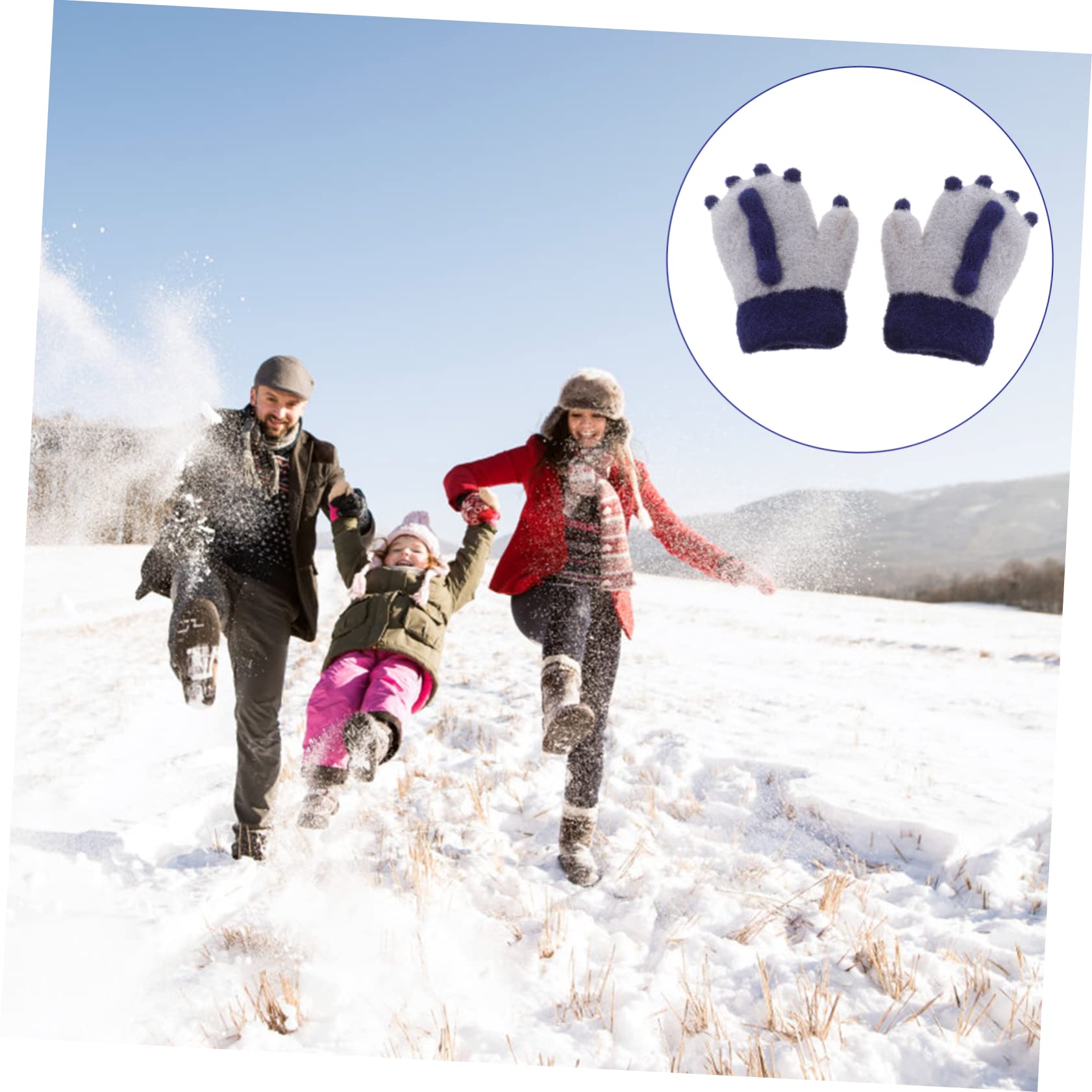 Healvian Warm Kids Winter Gloves Boys Girls Full Finger Cashmere Gloves Adorable Dinosaur Claws Long-term Use