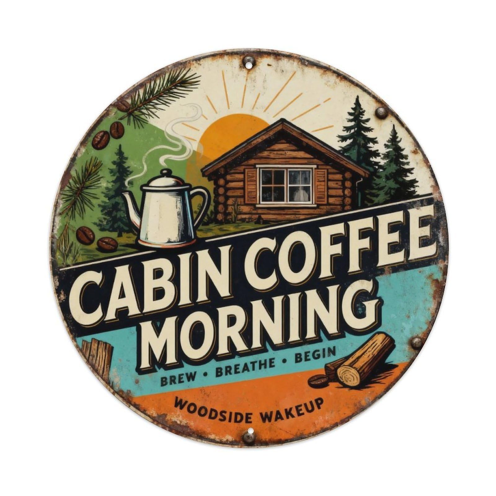 Cabin Coffee Morning Sign Metal Tin Sign Plaque