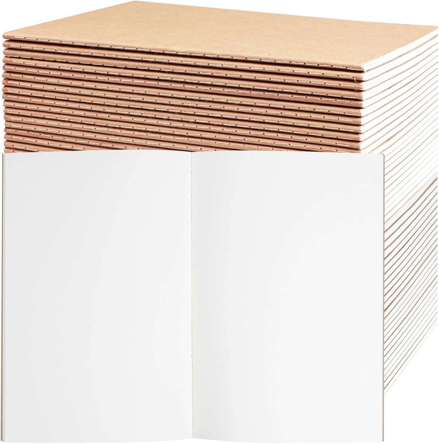 48 Pack A5 Blank Kraft Notebooks Bulk, Journaling Notebooks, 8.3x5.5in 60 Pages Composition Notebook Travel Journal Set for Work, School, Students,Kids, Gift, Office, Back to school Supplies
