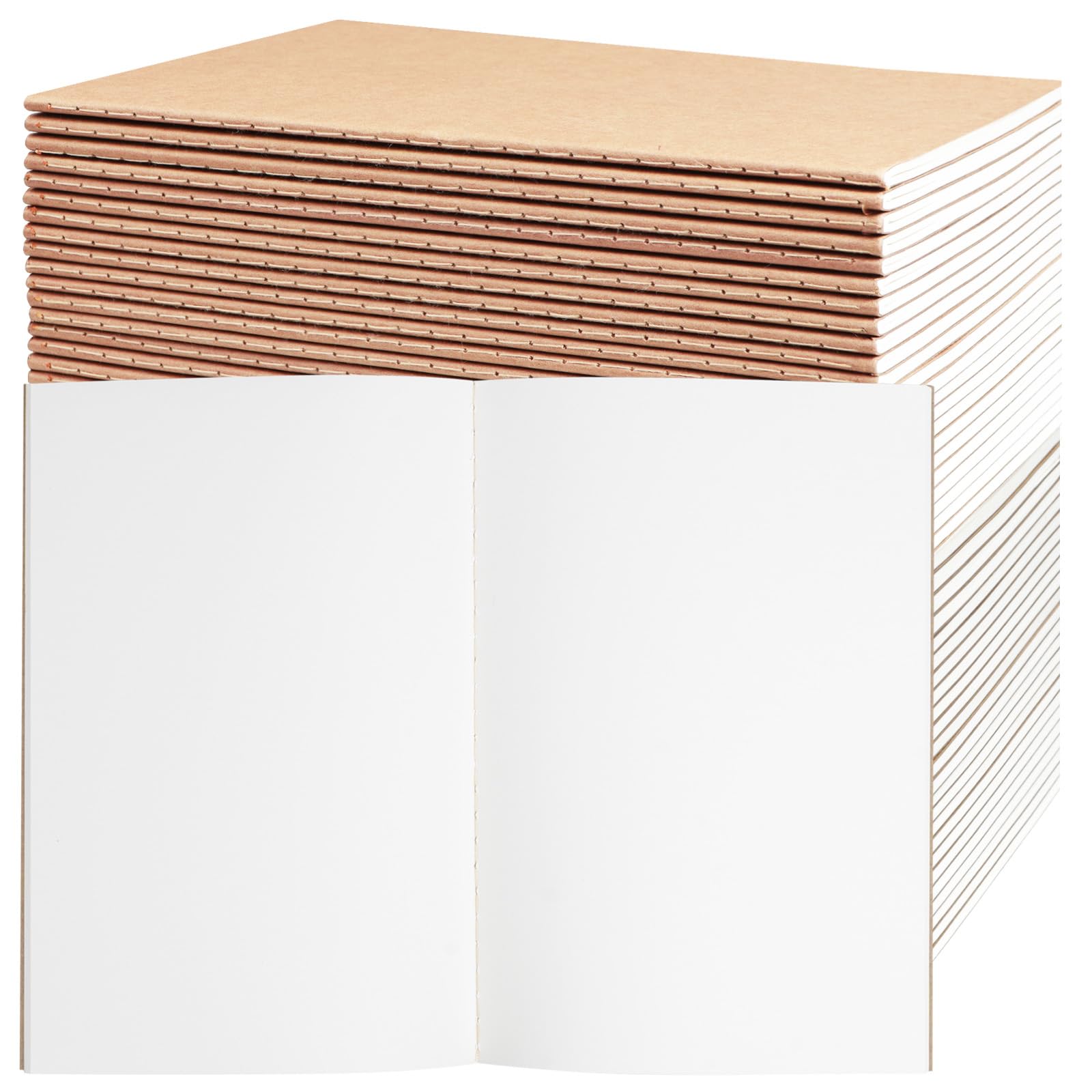 Paquete de 48 cuadernos de papel kraft en blanco A5 a granel, cuadernos de diario, 8.3 x 5.5 pulgadas, 60 páginas, cuaderno de composición, diario de viaje para el trabajo, escuela, estudiantes