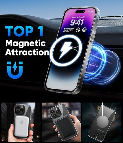 Miniatura 3 de Funda magnética más fuerte para iPhone 14 Pro Max con MagSafe, protección de grado militar de 10 pies, no amarillea, delgada Promax parachoques