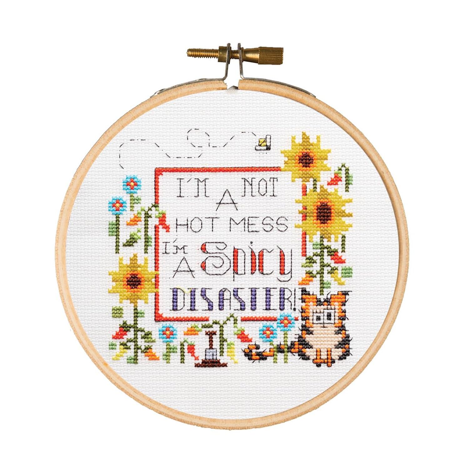 Leisure Arts Kreuzstich-Set – Motiv 'Würzige Katastrophe', Inkl. Rahmen & Garn