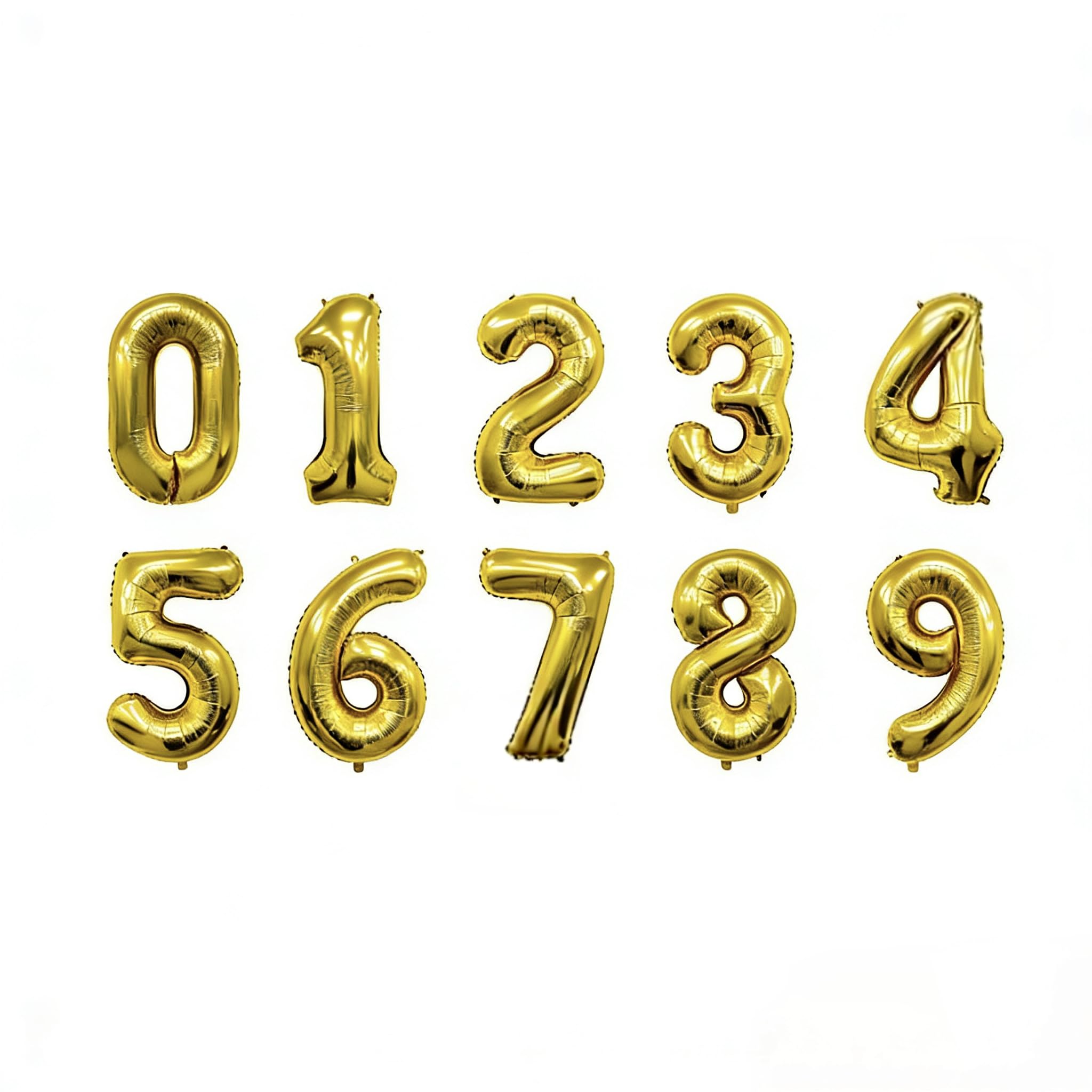 Photo 1 of 10 Pcs Gold Number 0-9 Balloons 16 Inch Number Mylar Foil Balloons Custom Digital Balloon for Birthday Party Baby Shower Anniversary Party Decorations (Gold)