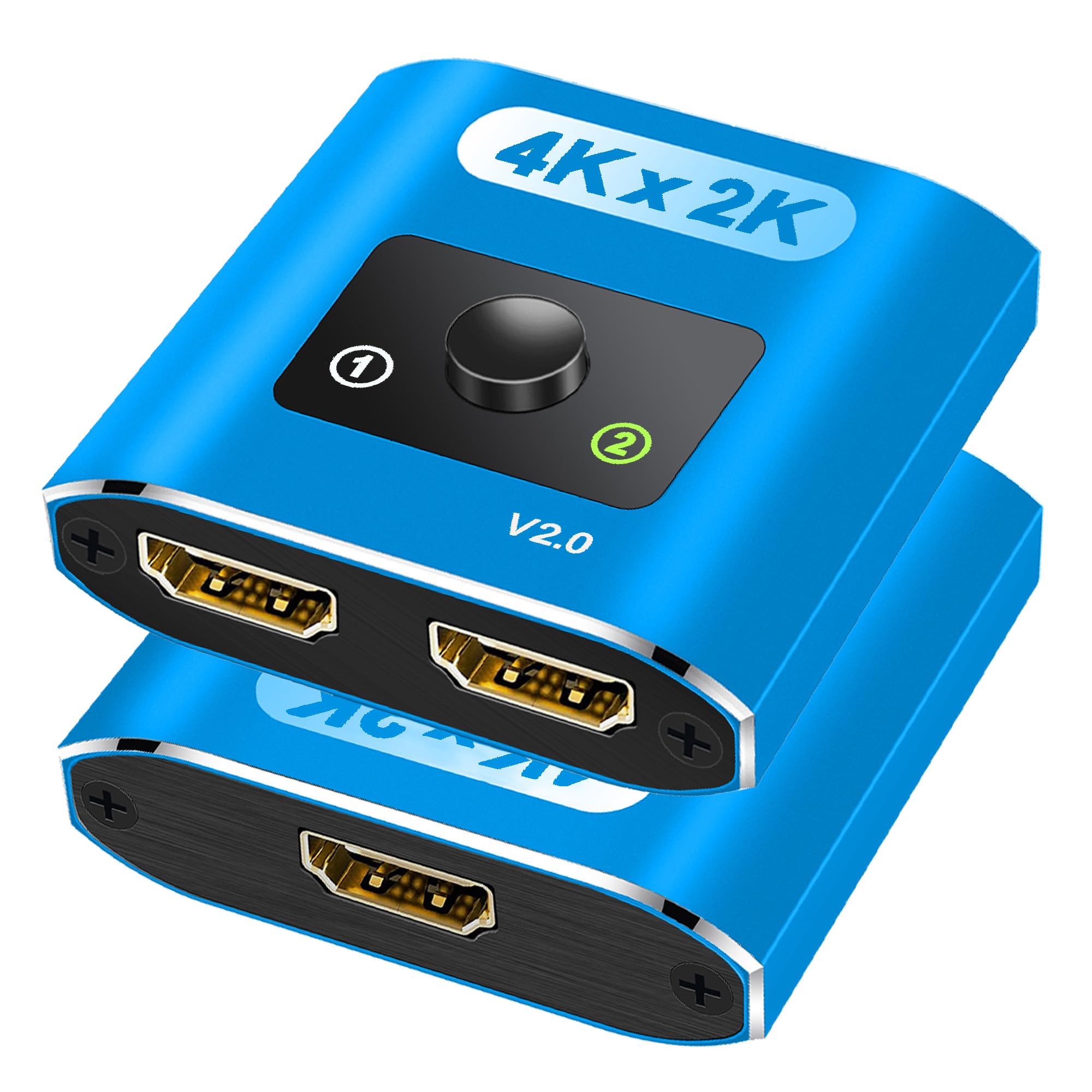 HDMI Switch Splitter 4K@60Hz, Aluminum Bi-Directional HDMI 2.0 Switcher, HDMI Splitter 1 in 2 Out/ 2 in 1 Out, Support 4K 3D HDR for Xbox, PS5/4/3,