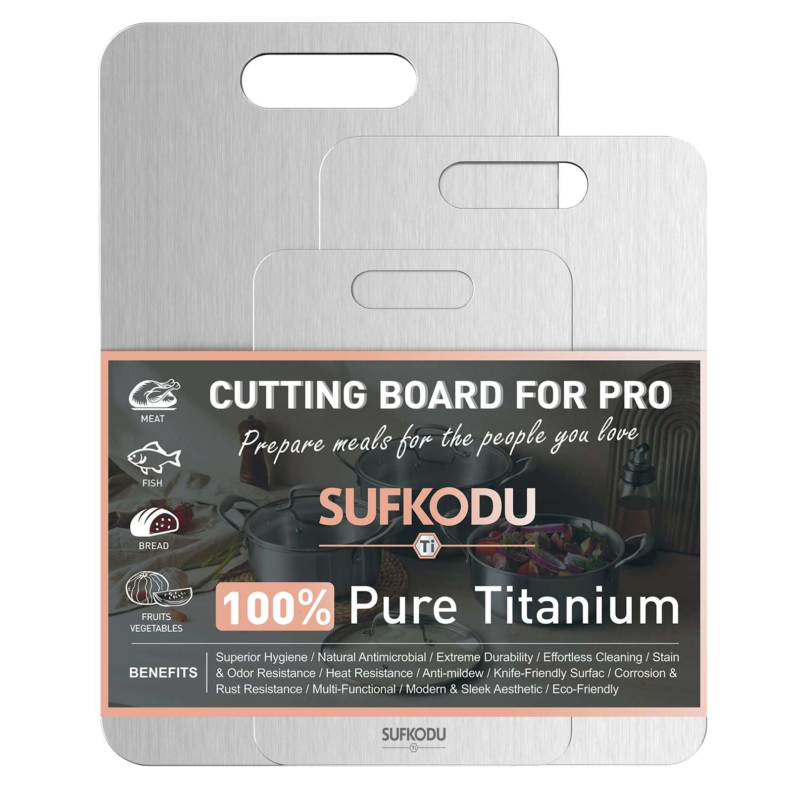 Photo 1 of 3 Piece Titanium Cutting Boards for Kitchen, Double-Sided Non-toxic Titanium Cutting Board, Dishwasher Safe Cutting Board for Meat, Vegetables, Fruits & Daily Food Prep