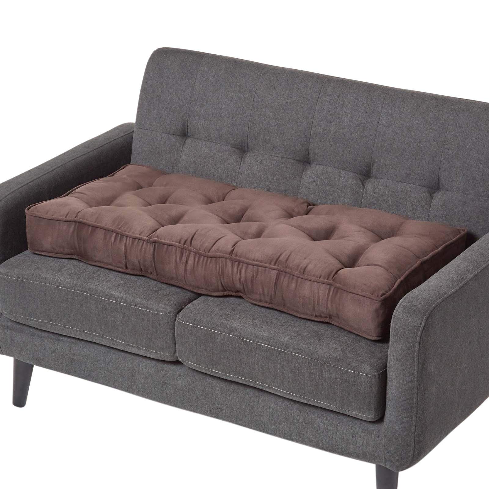 Homescapes (Chocolate) Faux Suede 2 Seater Booster Cushion Brown