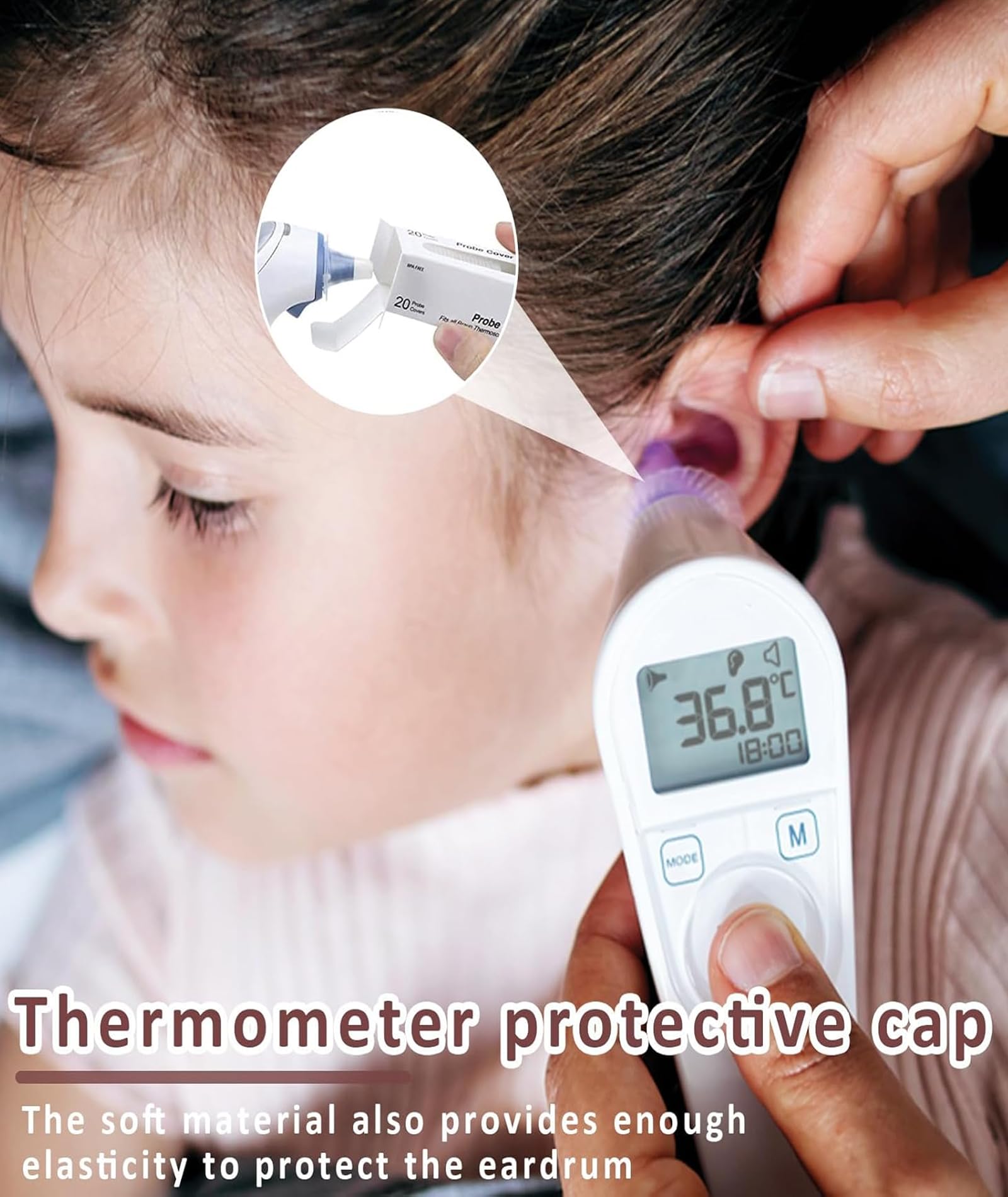 20 Pcs Disposable Probe Covers for Thermometer, Ear Thermometer Covers, Hygienic Use Temperature Monitoring Accessories - Image 5 thumbnail
