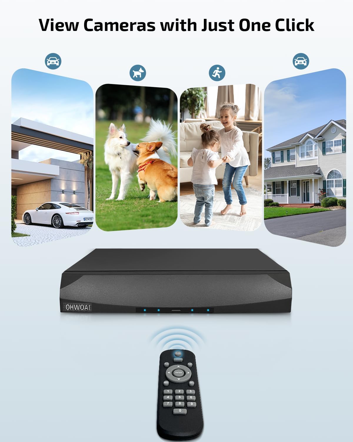 《130°Wide Angle & 2-Way Audio 》4K Outdoor Wired Security Camera System, PTZ IP Cameras, Home Video Surveillance DVR Systems