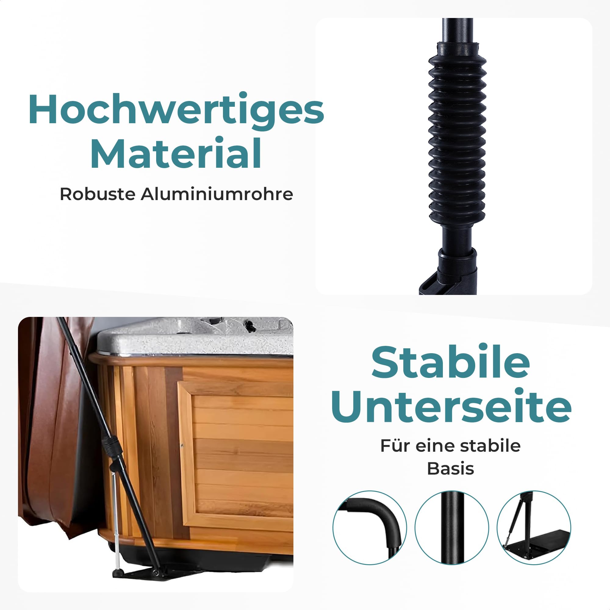 LIVIN' Whirlpool Abdeckungsheber - Niedriger Montage Spa Abdeckungslifter, Entfernungssystem Mit Verstellbarer Höhe 98cm - Hebevorrichtung Für Whirlpool Abdeckung, Passend Für Die Meisten Spa