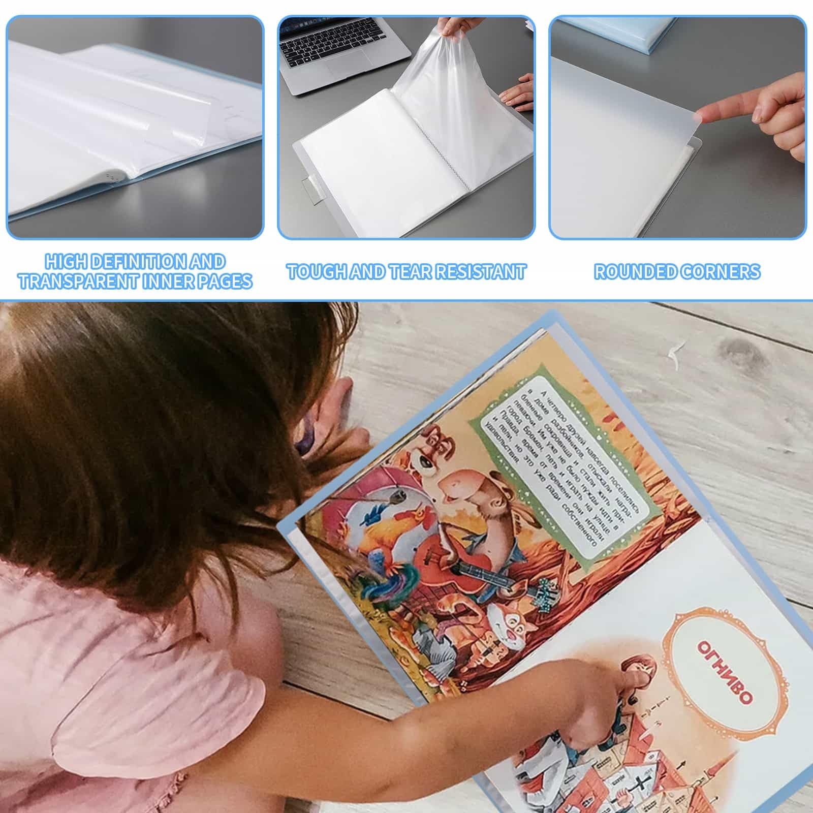 Eidoct Präsentationsbuch für Diamantmalerei, A3, 60 Blatt, 42 x 30 cm, Malerei, Kunstschutz, Portfolio, transparenter Ordner, Display-Malbuch, mit 60 transparenten Taschen (blau), blau, Klassisch