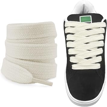 UamGlsob Fat Cotton Shoe Laces for Puma Suede XL Sneakers, Flat Wide Athletic Shoelaces Replacement Strings for Skate Shoes
