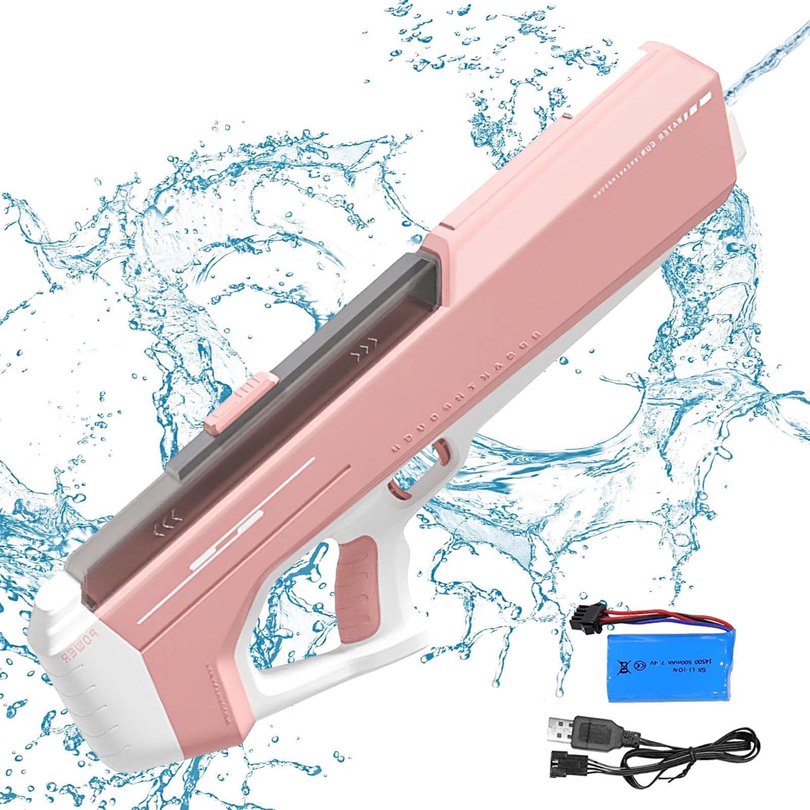 The Most Powerful Automatic Electric Water Guns for Adults/Kids, Newest Electric Water Gun Toy, Lithium Battery powered, Auto Water Sucking, Automatic Water Gun for Boys and Girls (Pink)