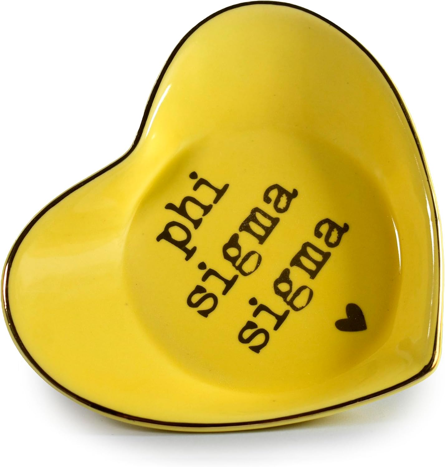 Sorority Shop Phi Sigma Sigma Jewelry Dish - Heart-Shaped High-gloss finish Ceramic tray with Gold Detailing, Multi-Function Ceramic Ring Dish for Home or Office, Ideal for Jewelry and Keys
